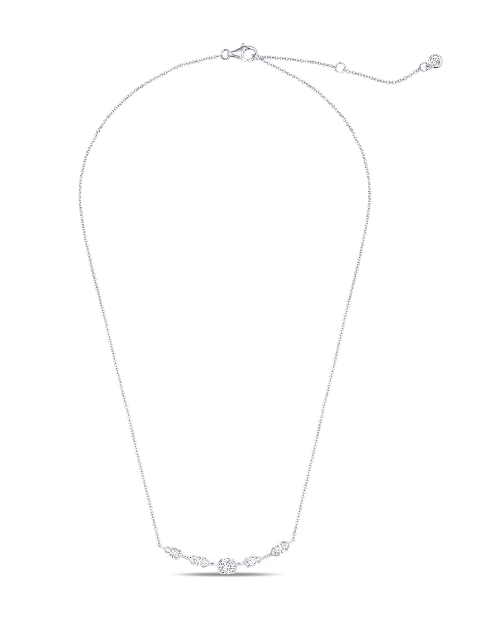Crislu Jewelry Crislu Lavish Split Bezel CZ Necklace Finished in Pure Platinum