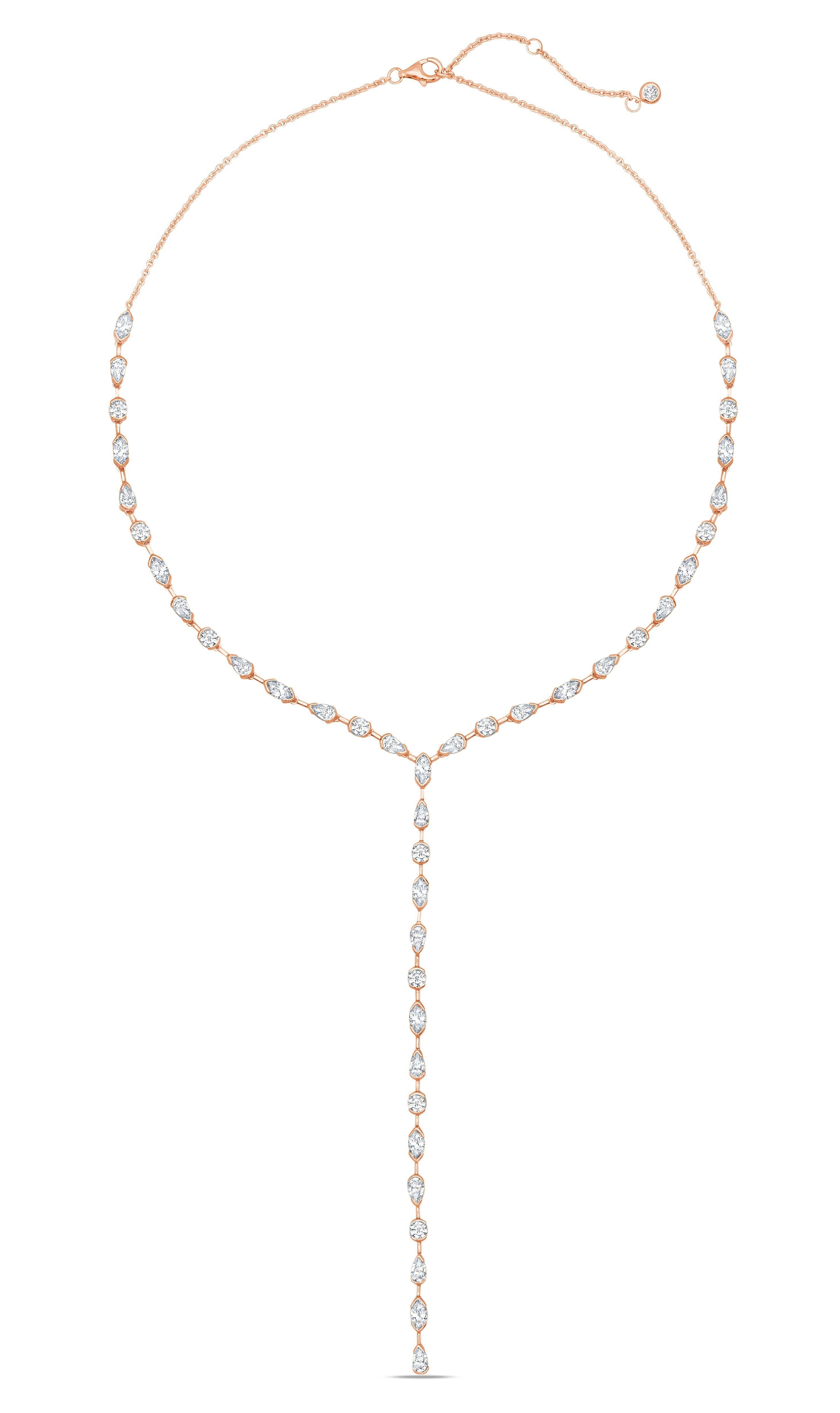 Crislu Jewelry Crislu Lavish Y-Shaped CZ Necklace Finished in 18kt Rose Gold