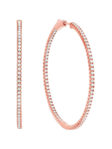 Crislu Jewelry CRISLU Medium 4.0 Carat Pave Hoop Earrings Finished in 18kt Rose Gold