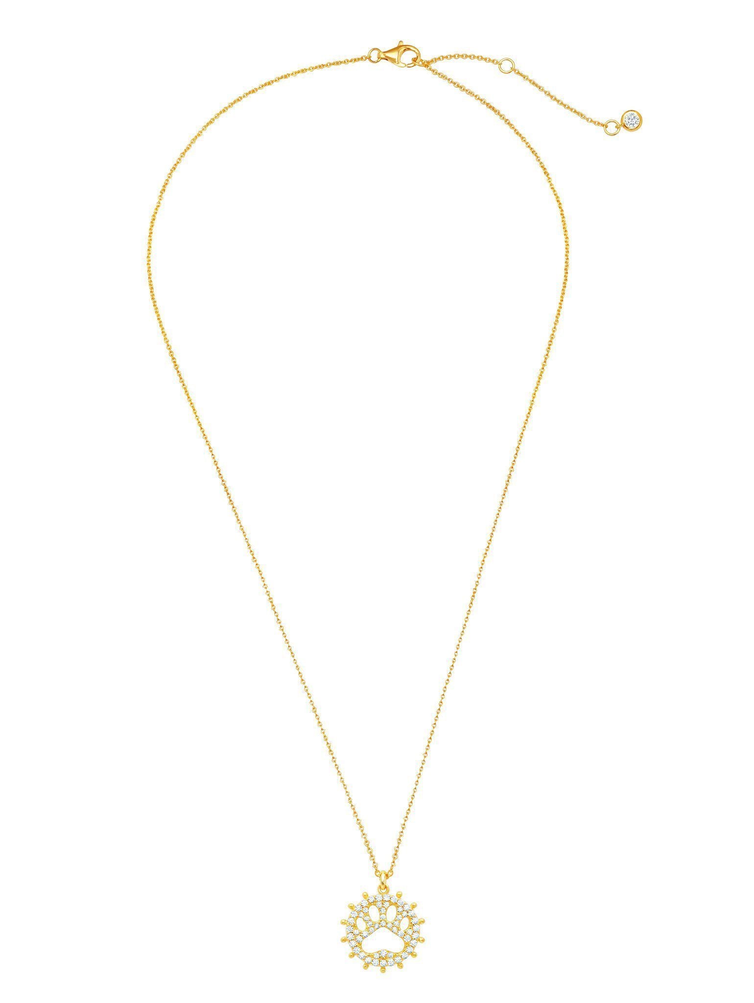 Crislu Jewelry Crislu Motif Paw Print Pendant Necklace finished in 18kt Gold