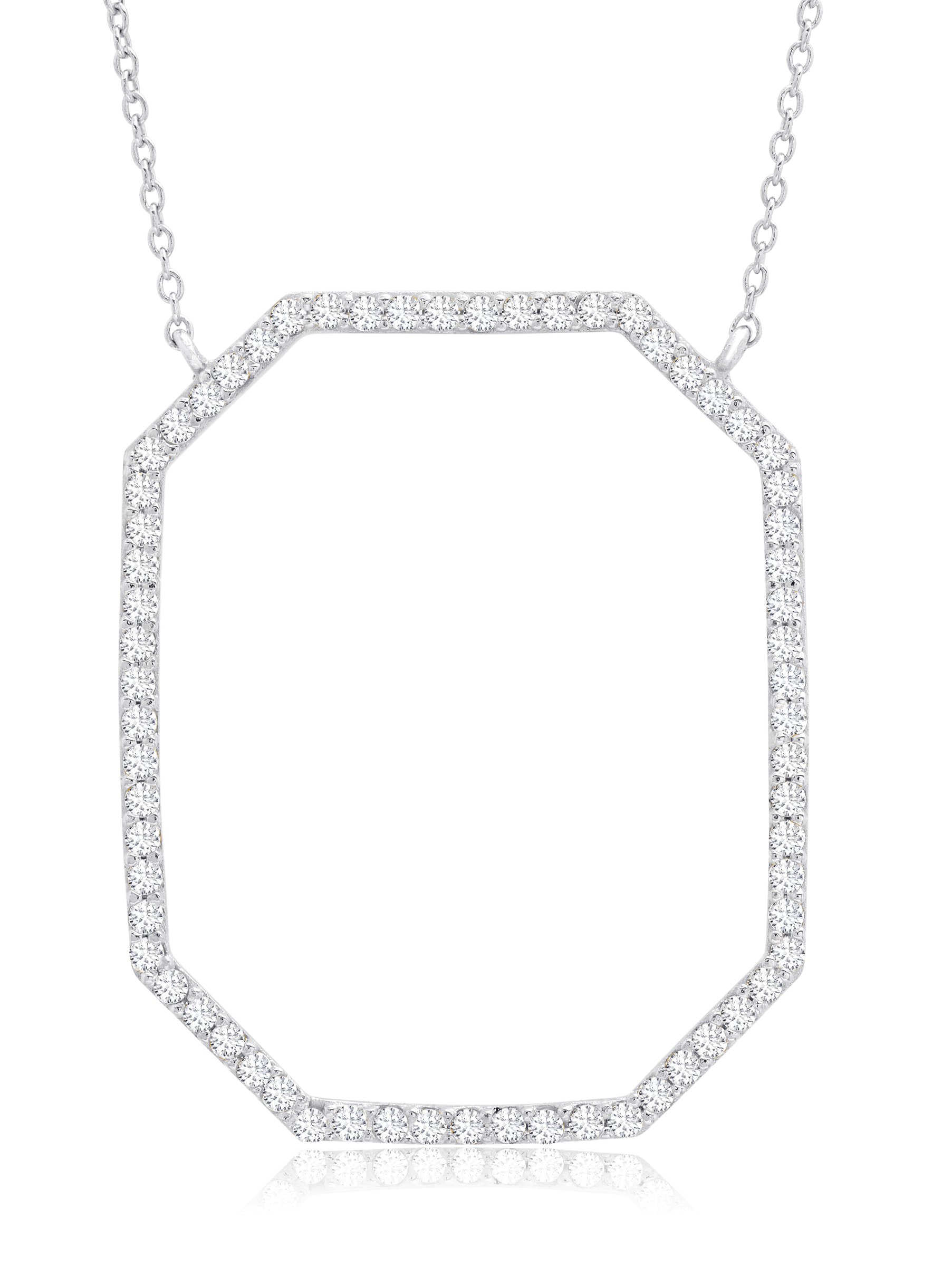 Crislu Jewelry Crislu Open Octagon Pave Necklace In Pure Platinum