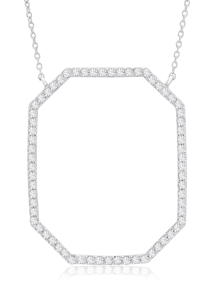 Crislu Jewelry Crislu Open Octagon Pave Necklace In Pure Platinum