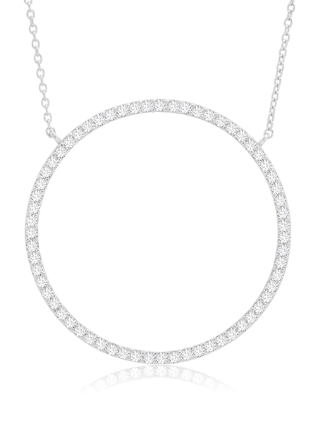 Crislu Jewelry Crislu Open Pave Circle Necklace In Pure Platinum
