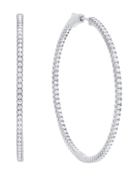 Crislu Jewelry CRISLU Pave Hoop Earrings Large Finished in Pure Platinum