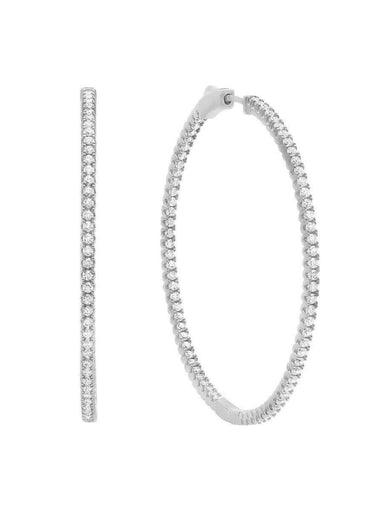 Crislu Jewelry CRISLU Pave Hoop Earrings Small Finished in Pure Platinum