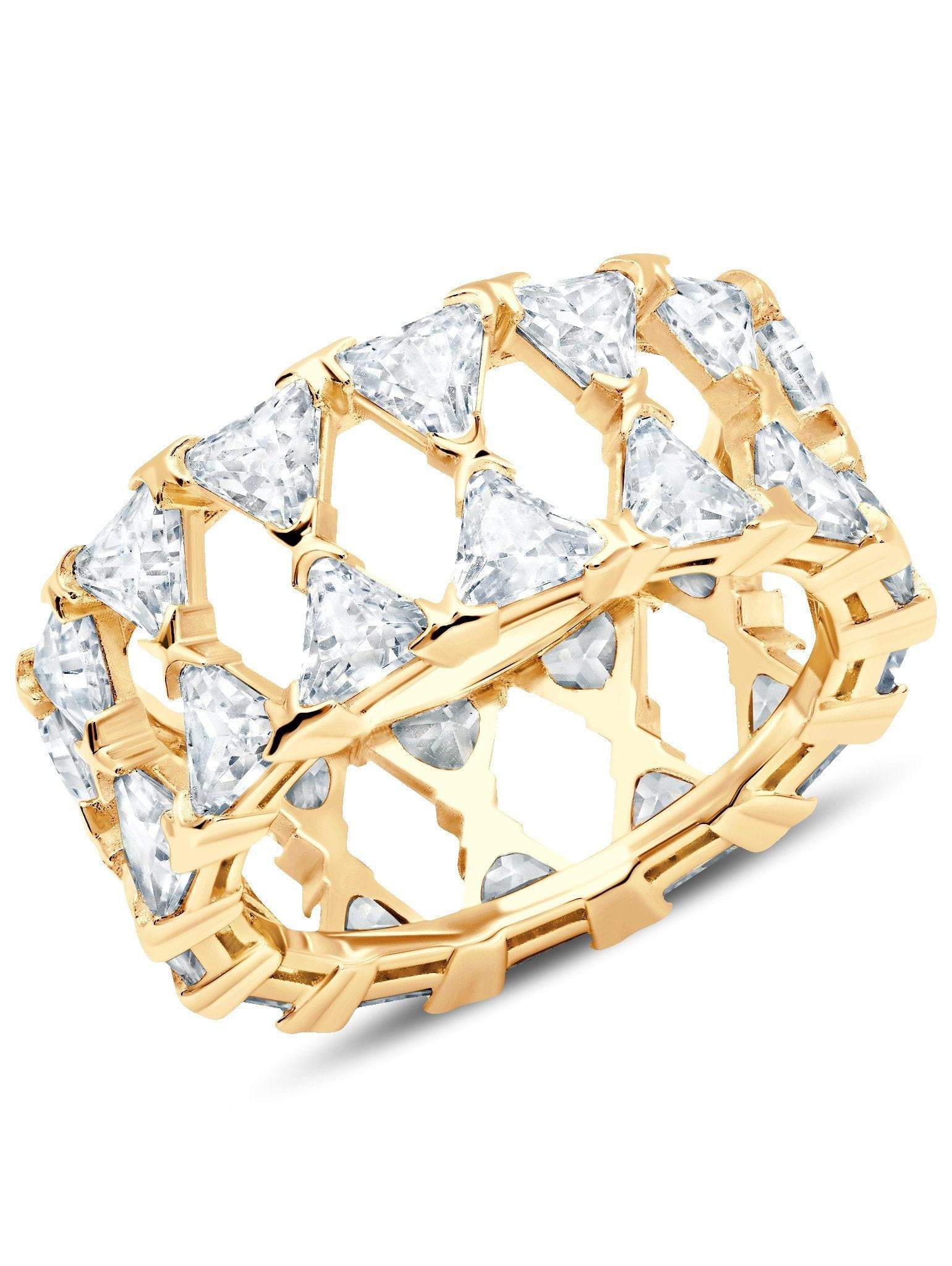 Crislu Jewelry Crislu Posh Trillion Cubic Zirconia Eternity Ring Finished in 18kt Gold Size 6