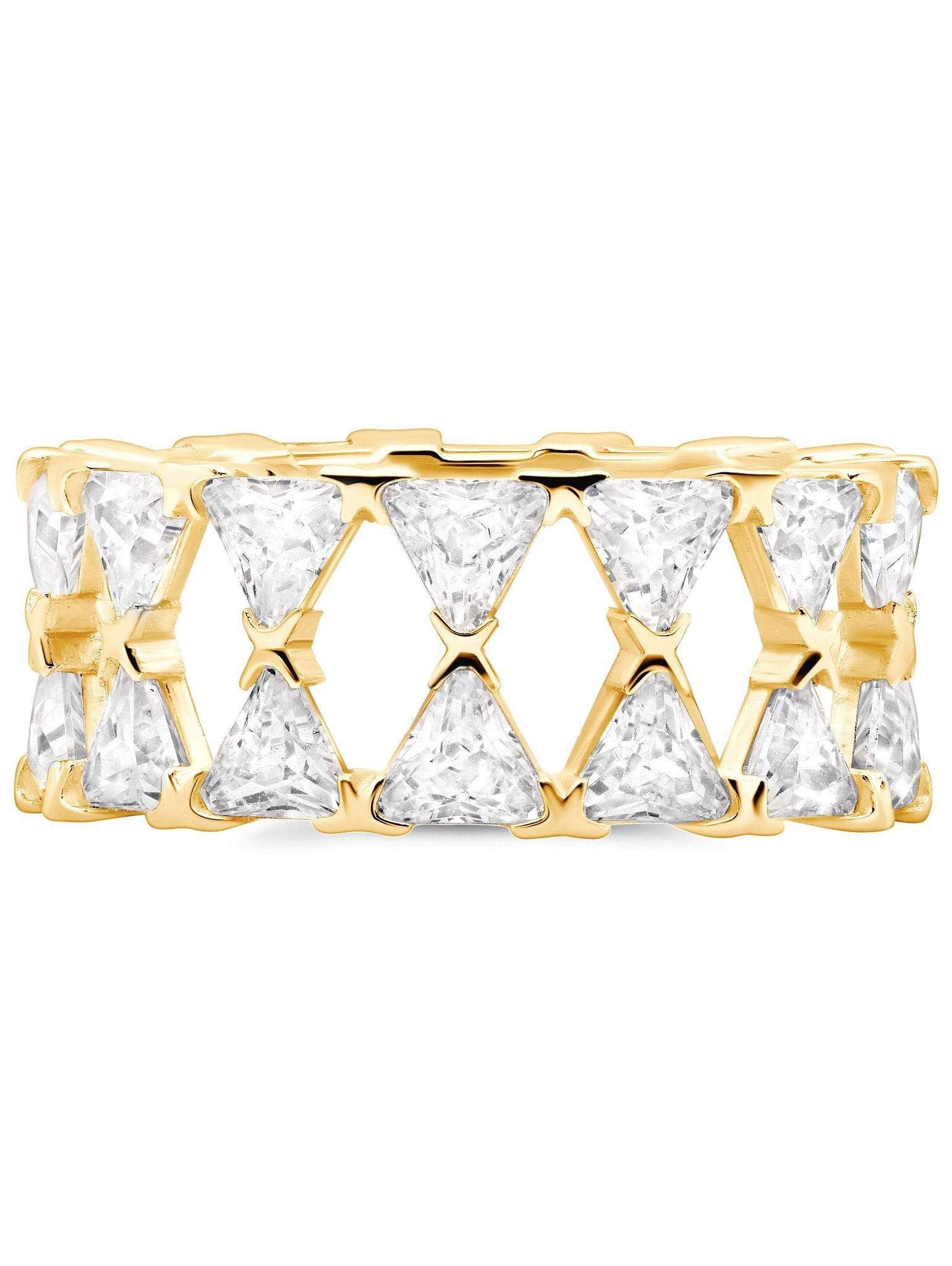 Crislu Jewelry Crislu Posh Trillion Cubic Zirconia Eternity Ring Finished in 18kt Gold Size 8