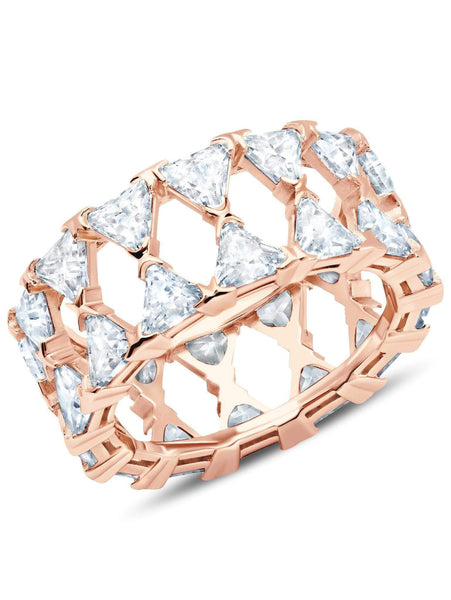Crislu Jewelry Crislu Posh Trillion Cubic Zirconia Eternity Ring Finished in 18kt Rose Gold Size 6