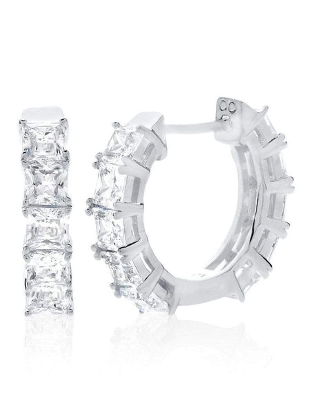 Crislu Jewelry CRISLU Princess 3.5 Carat Hoops Finished in Pure Platinum