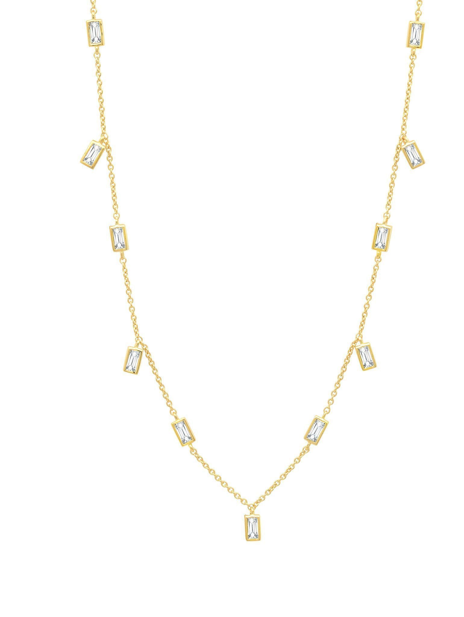 Crislu Jewelry Crislu Prism Baguette 16" Necklace finished in 18KT Gold