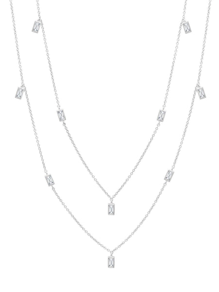 Crislu Jewelry Crislu Prism Baguette 36" Necklace finished in Pure Platinum