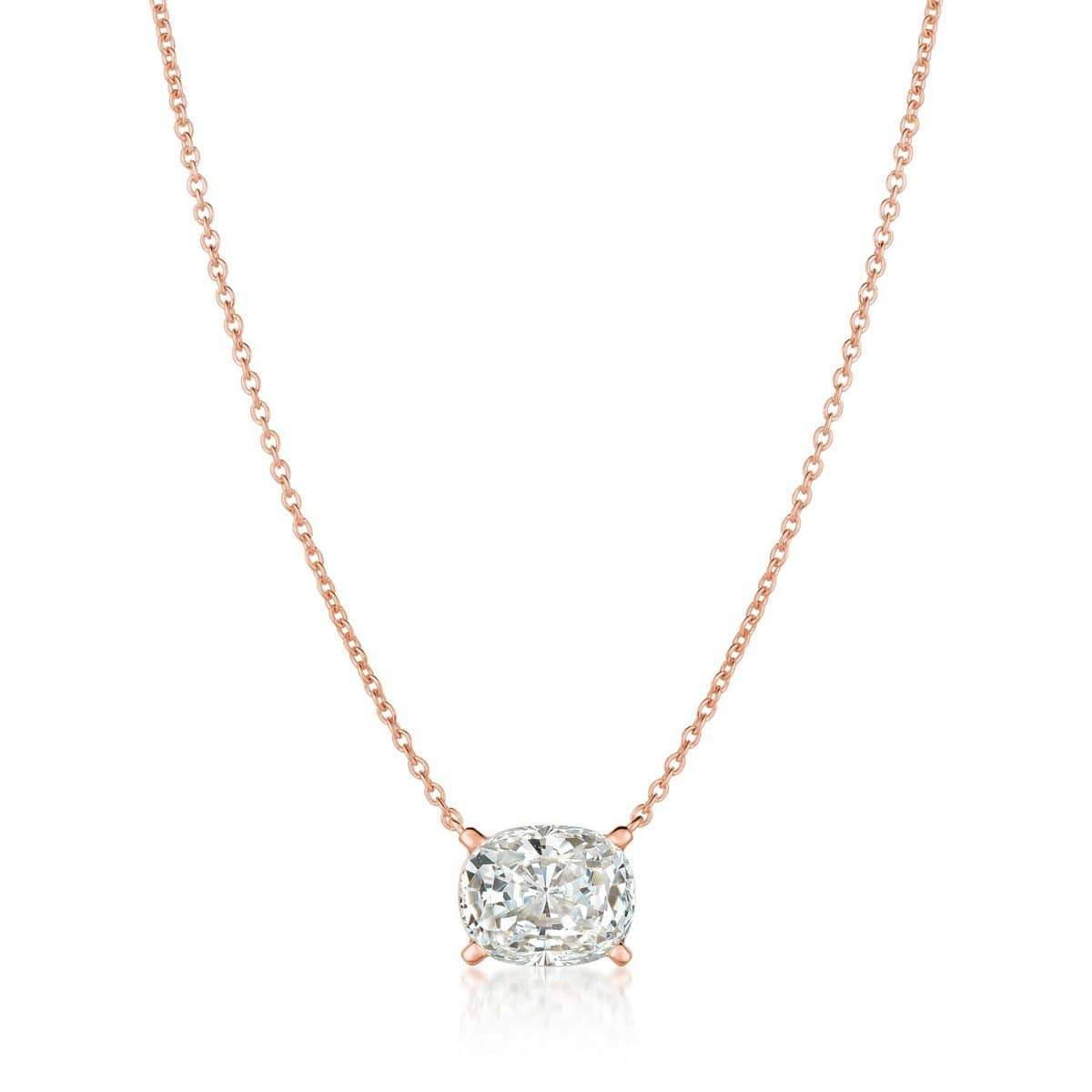 Crislu Jewelry CRISLU Radiant Cushion Cut Pendant Necklace Finished in 18KT Rose Gold