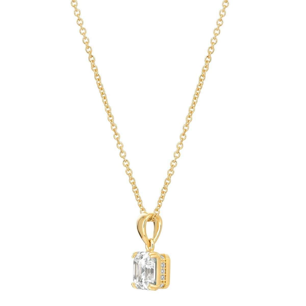 Crislu Jewelry CRISLU Royal Asscher Cut 4.10 Carat Pendant Necklace finished in 18KT Gold