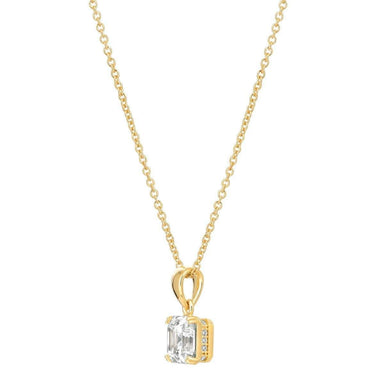 Crislu Jewelry CRISLU Royal Asscher Cut 4.10 Carat Pendant Necklace finished in 18KT Gold