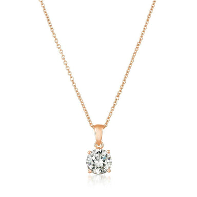 Crislu Jewelry CRISLU Royal Brilliant Cut Pendant Necklace Finished in 18KT Rose Gold