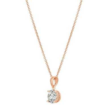 Crislu Jewelry CRISLU Royal Brilliant Cut Pendant Necklace Finished in 18KT Rose Gold