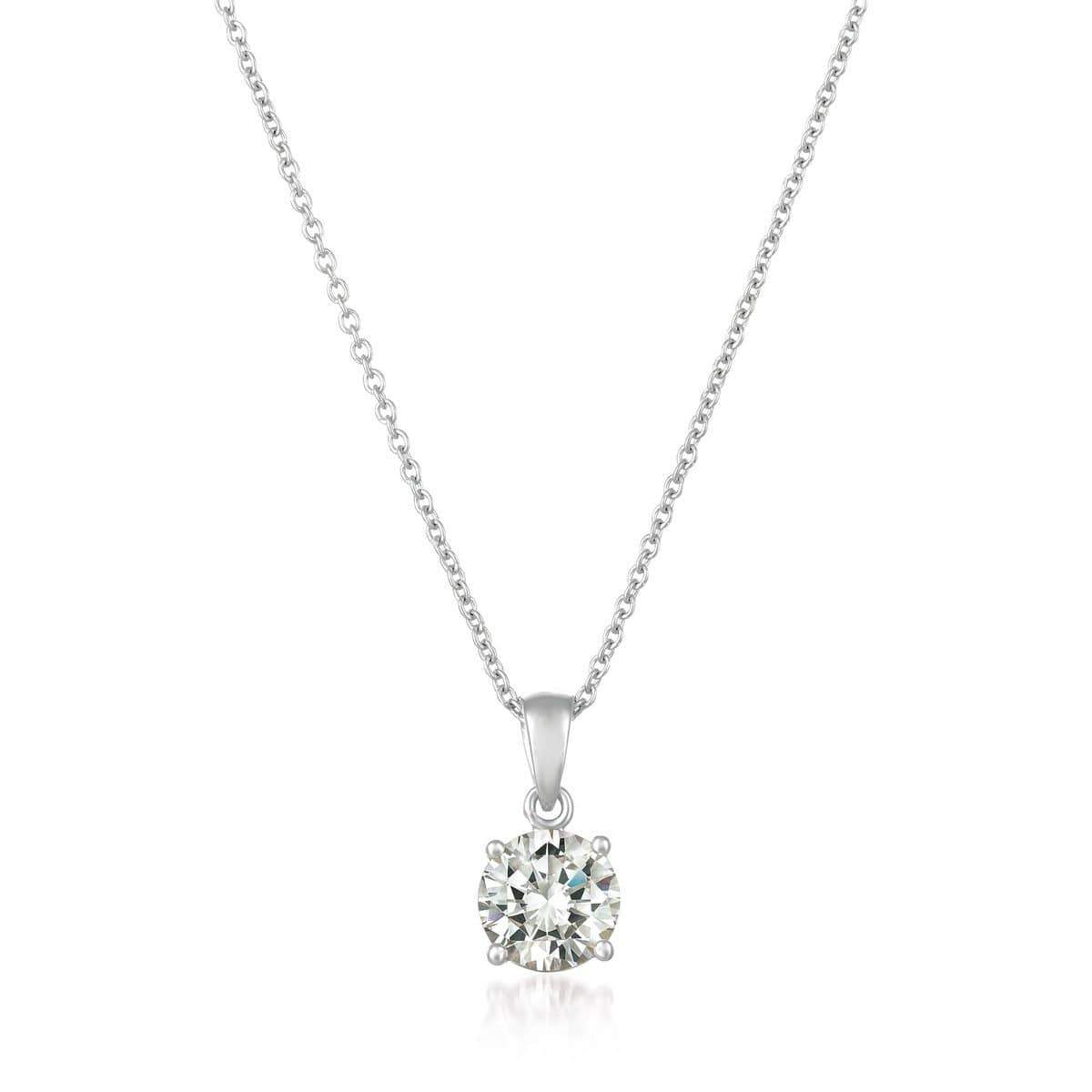 Crislu Jewelry CRISLU Royal Brilliant Cut Pendant Necklace Finished in Pure Platinum