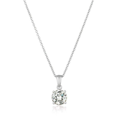 Crislu Jewelry CRISLU Royal Brilliant Cut Pendant Necklace Finished in Pure Platinum