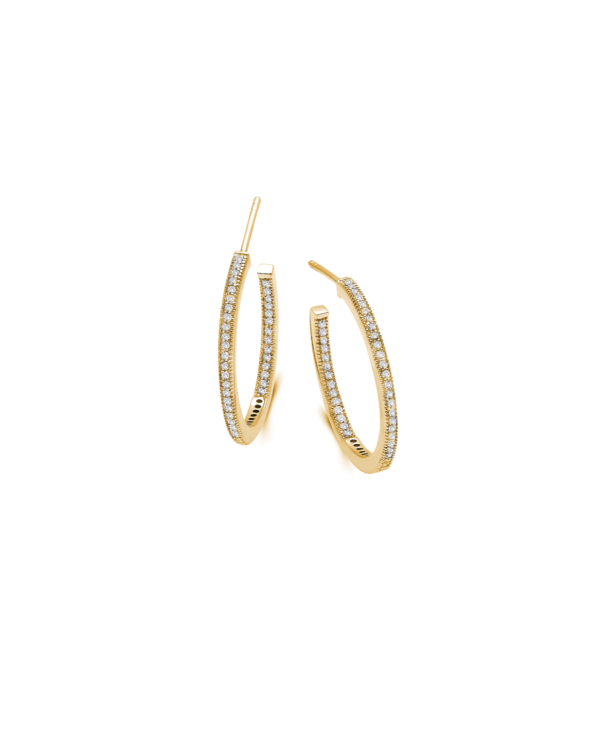 Crislu Jewelry Crislu Small Pave Open Ended Hoop Earrings Finished in 18kt Yellow Gold
