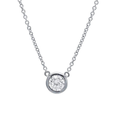 Crislu Jewelry CRISLU Solitaire Bezel Pendant Small Finished in Pure Platinum