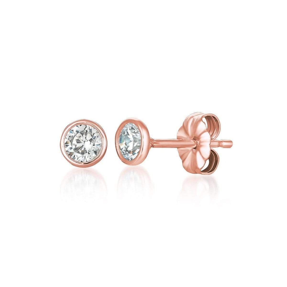 Crislu Jewelry CRISLU Solitaire Bezel Set Earrings 1.00 Carat Finished in 18KT Rose Gold