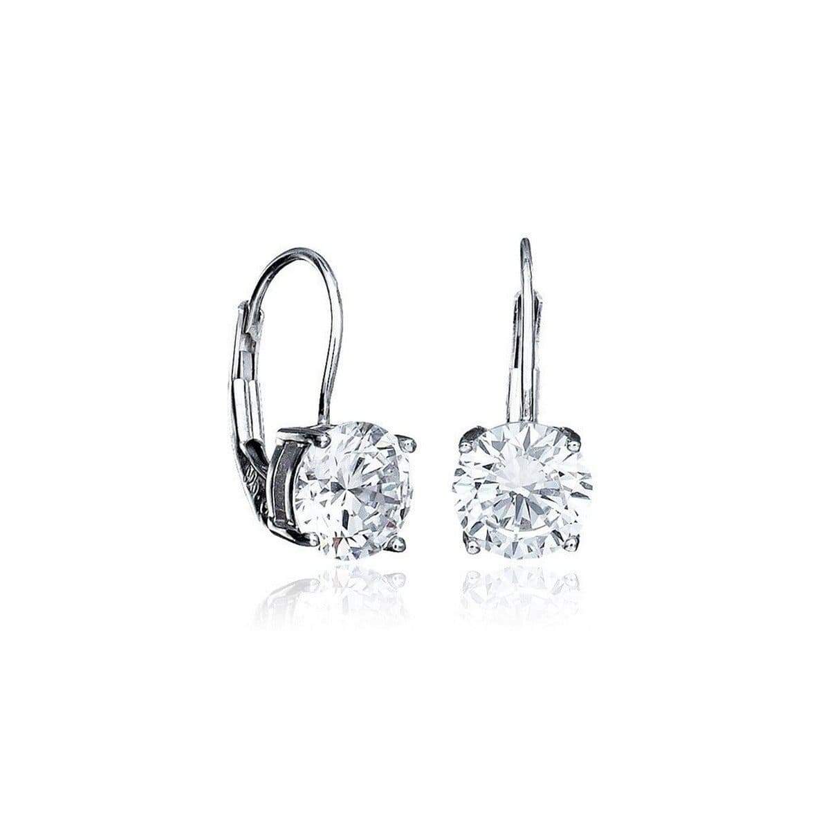 Crislu Jewelry CRISLU Solitaire Brilliant Cut Leverback Earrings Finished in Pure Platinum