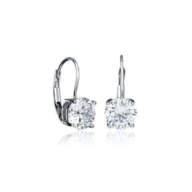 Crislu Jewelry CRISLU Solitaire Brilliant Cut Leverback Earrings Finished in Pure Platinum