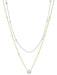 Crislu Jewelry CRISLU Solitaire Double Layered Necklace finished in 18KT Gold and Platinum