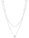 Crislu Jewelry CRISLU Solitaire Double Layered Necklace finished in Pure Platinum