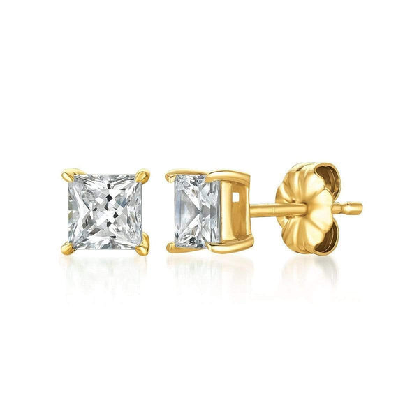 Crislu Jewelry CRISLU Solitaire Princess Earrings 1.50 Carat Finished in 18kt Gold