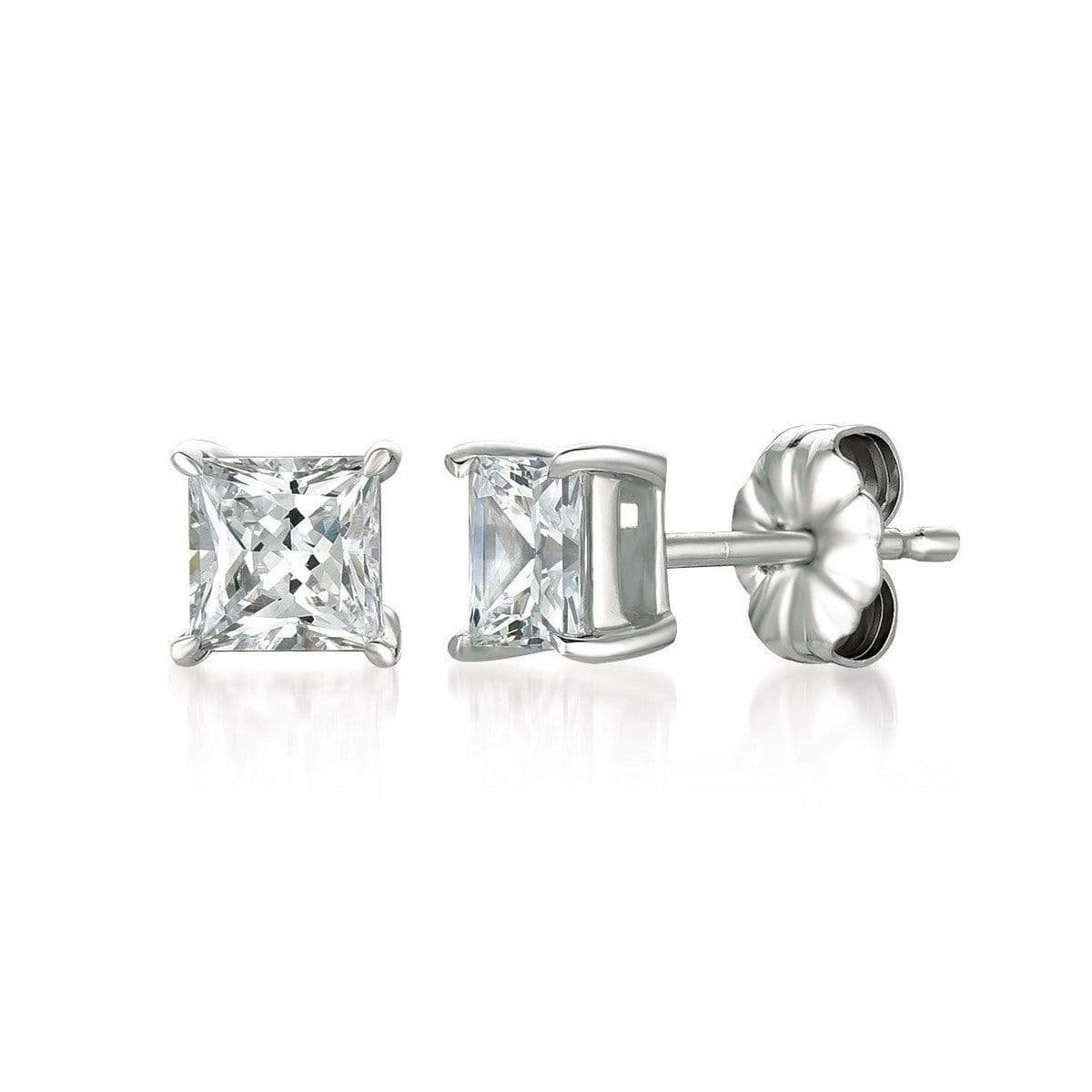 Crislu Jewelry CRISLU Solitaire Princess Earrings 1.50 Carat Finished in Pure Platinum
