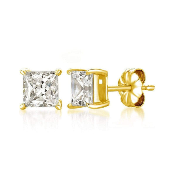 Crislu Jewelry CRISLU Solitaire Princess Earrings 2.50 Carat Finished in 18kt Gold