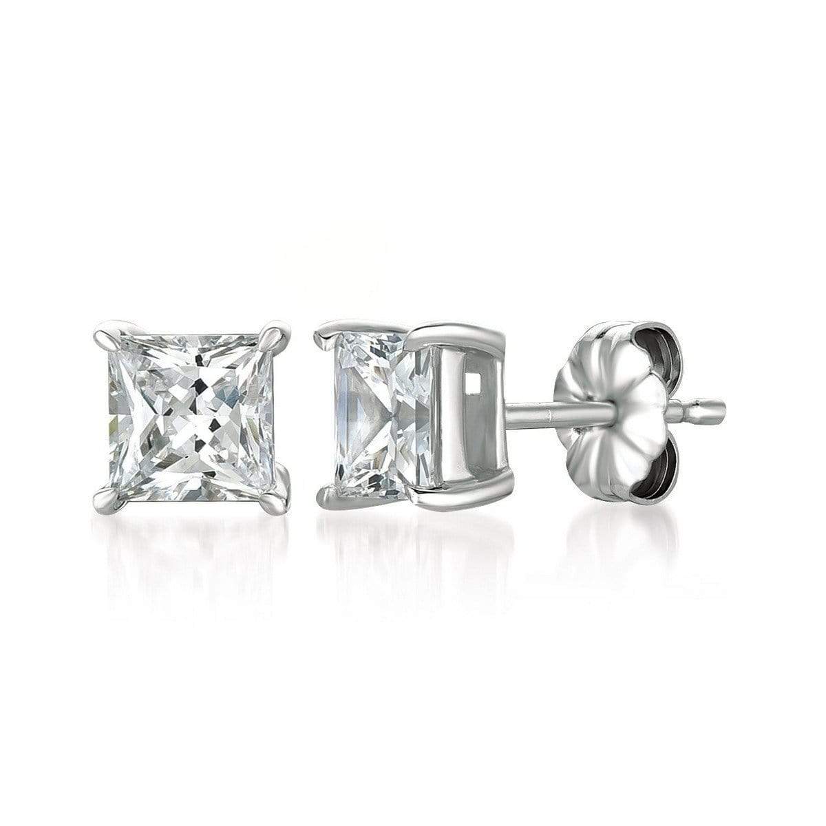 Crislu Jewelry CRISLU Solitaire Princess Earrings 2.50 Carat Finished in Pure Platinum