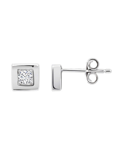 Crislu Jewelry Crislu Square Frame Studs finished in Pure Platinum