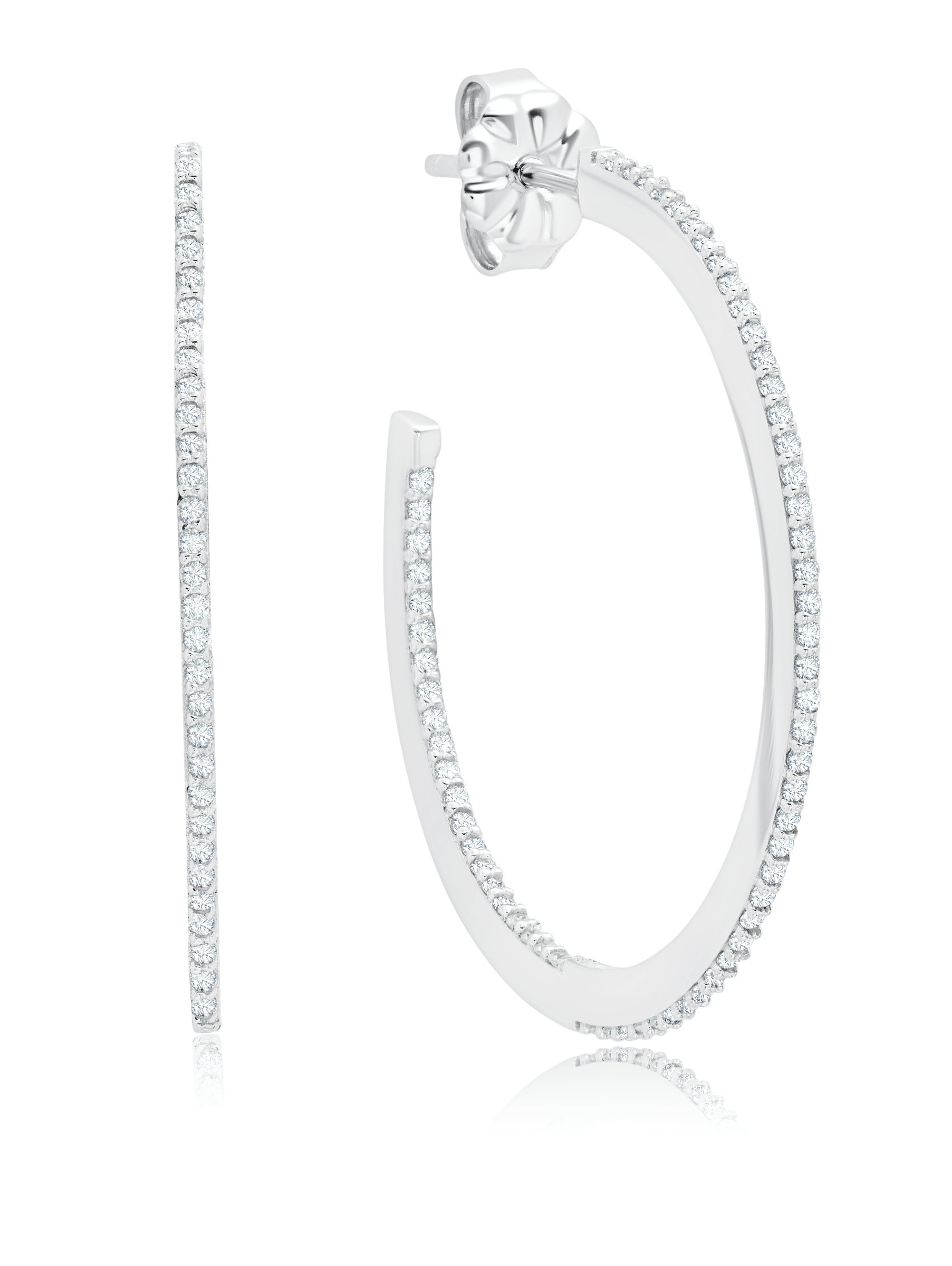 LANA 14k Thin Diamond Cluster Hoop Earrings, 30mm | Neiman Marcus