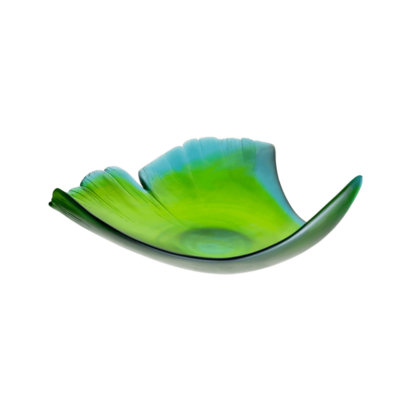 Daum Art Glass Daum Crystal Amber Large Leaf Bowl Ginkgo