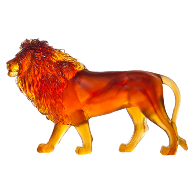 Daum Art Glass Daum Crystal Amber Sand Lion 500 Ex