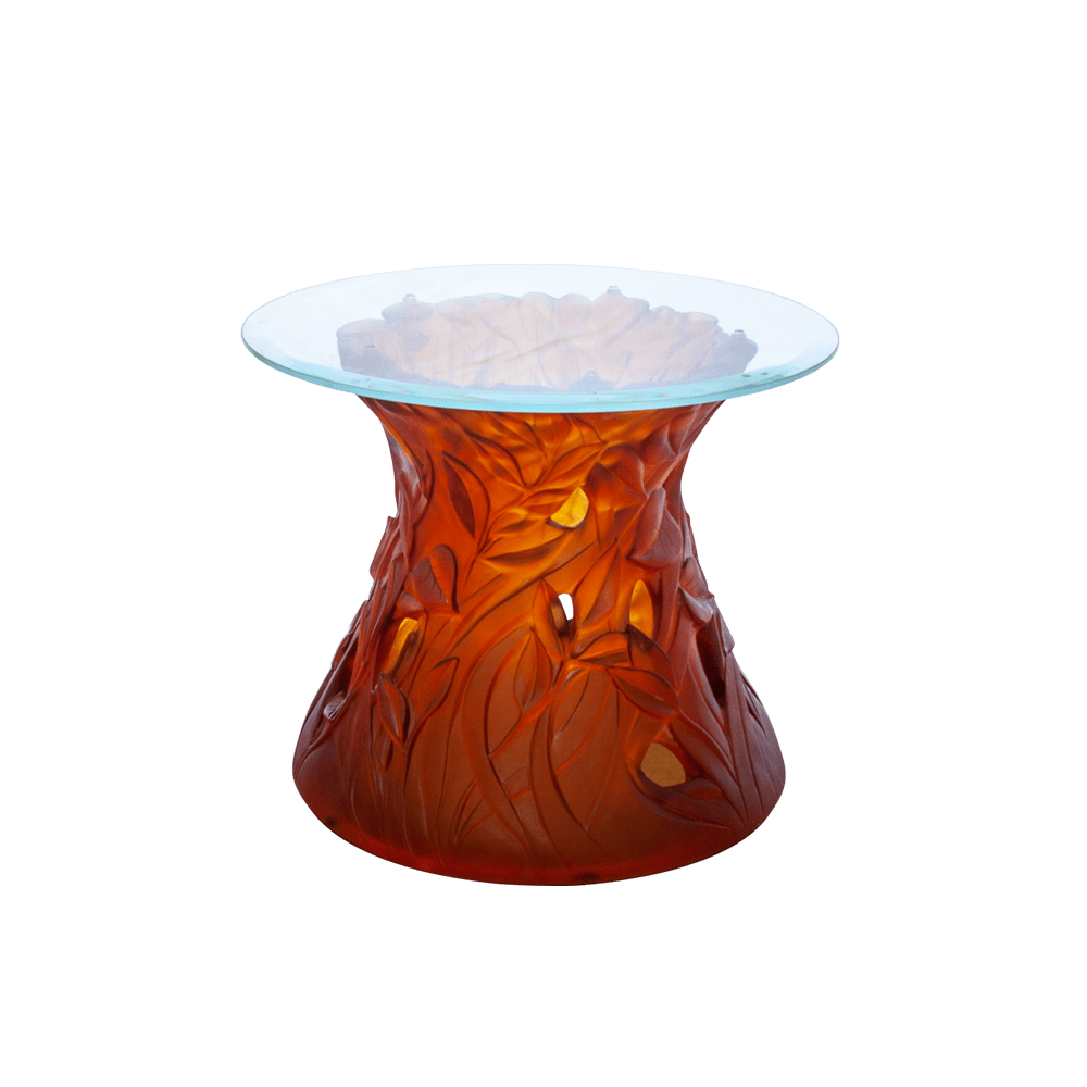 Daum Art Glass Daum Crystal Amber Side Table Vegetal