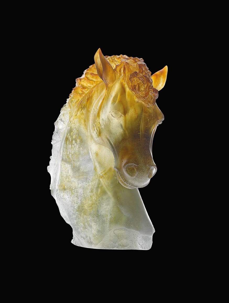Daum Art Glass Daum Crystal Andalousian Horse's Head - Grey Amber
