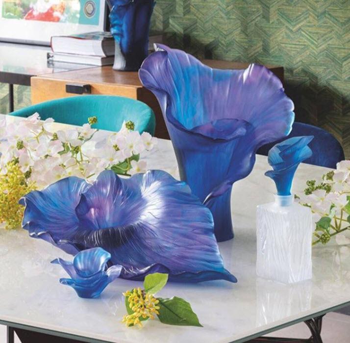 Daum Crystal Arum Bleu Nuit Decorative Flower