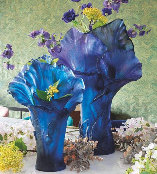 Daum Crystal Arum Bleu Nuit Large Vase