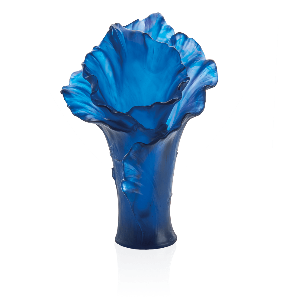 Daum Art Glass Daum Crystal Arum Bleu Nuit Large Vase