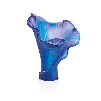 Daum Art Glass Daum Crystal Arum Blue Nuit Medium Vase