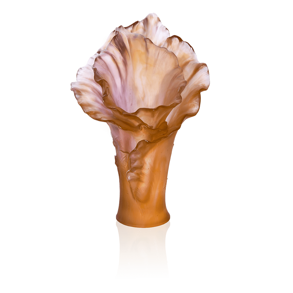 Daum Art Glass Daum Crystal Arum Rose Large Vase