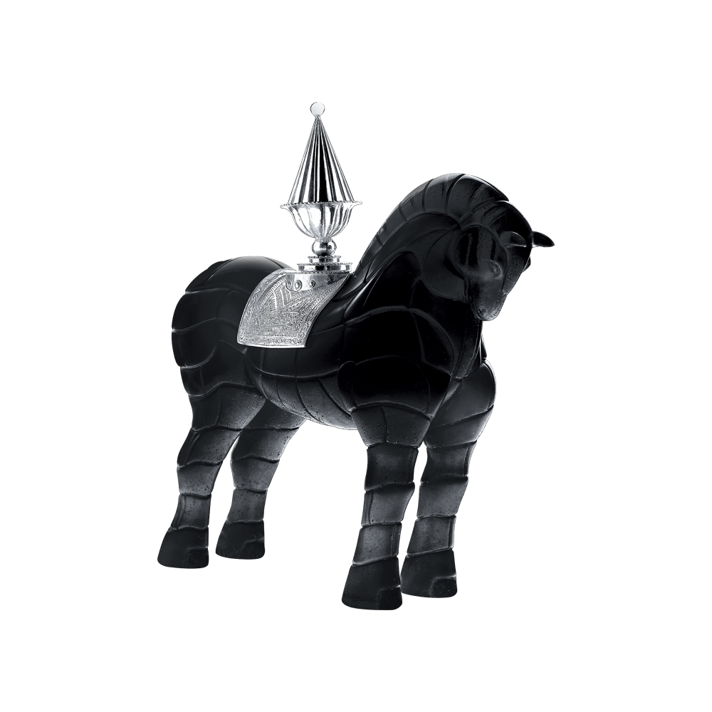 Daum Art Glass Daum Crystal Black Fire Horse by Hilton Mc Connico
