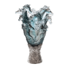 Daum Art Glass Daum Crystal Blue Grey Cavalcade Prestige Vase 50 Ex