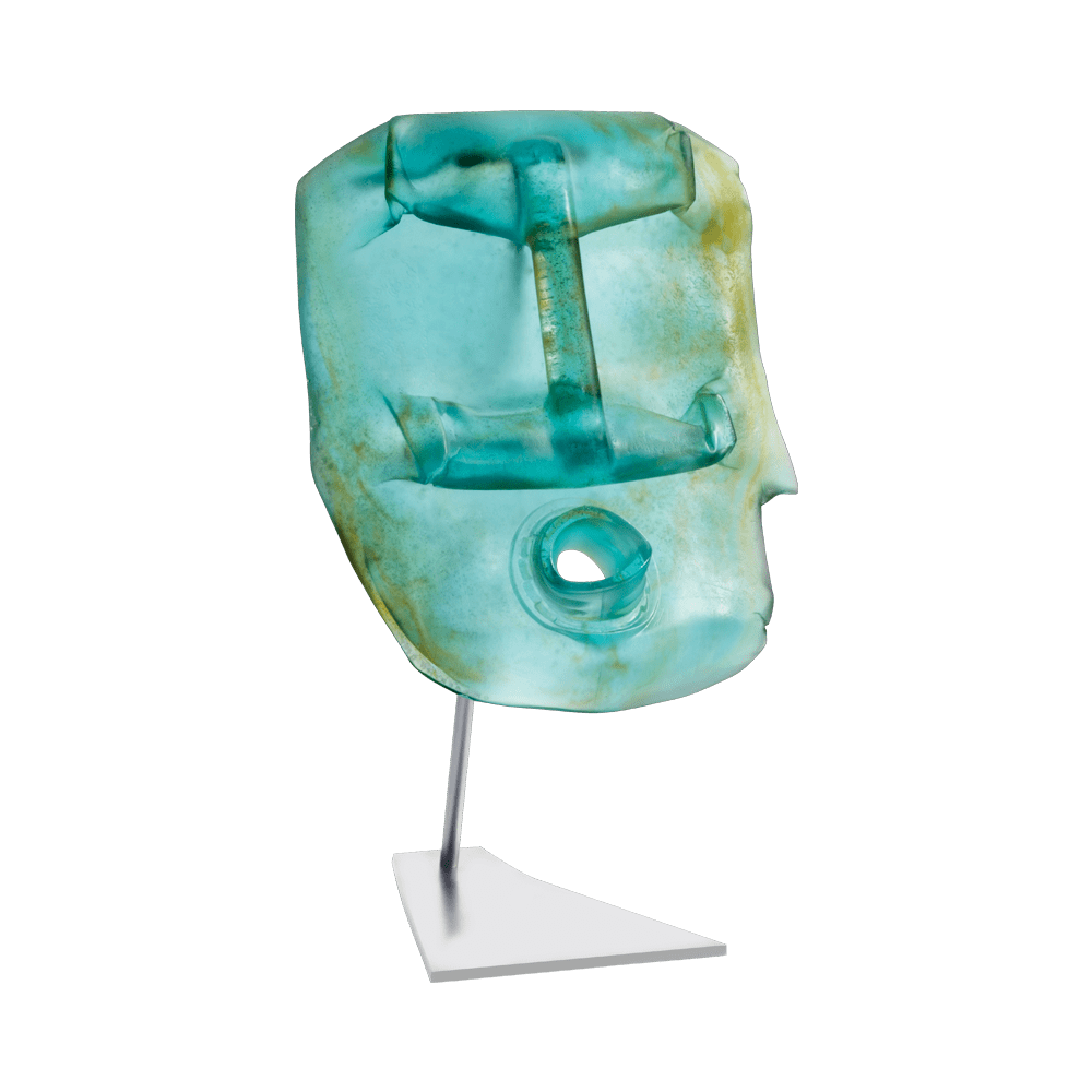 Daum Art Glass Daum Crystal Blue Oil Head