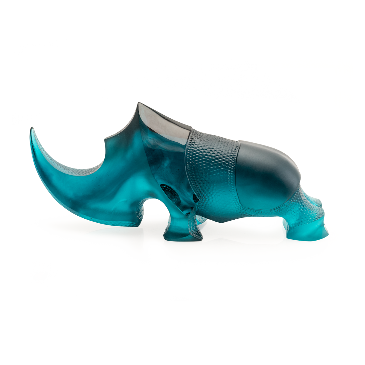 Daum Art Glass Daum Crystal Blue Ongava Rhinoceros by Gé Pellini