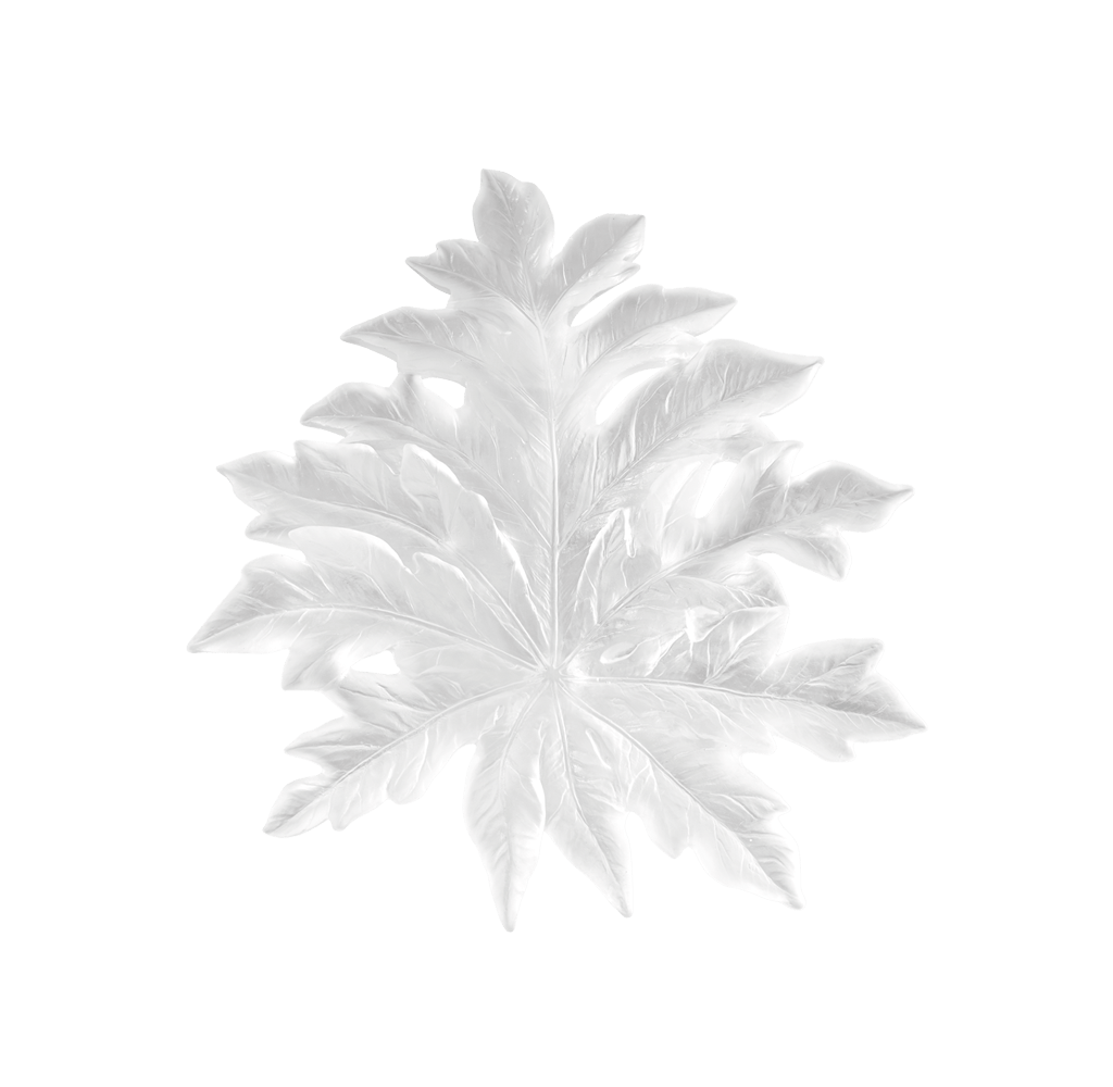 Daum Crystal Bornéo Small Wall Leaf in White by Emilio Robba