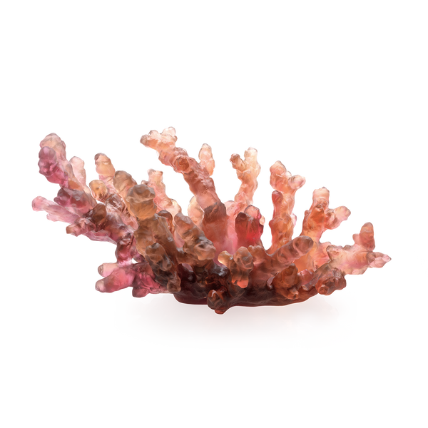 Daum Art Glass Daum Crystal Coral Sea Amber Red Medium Bowl